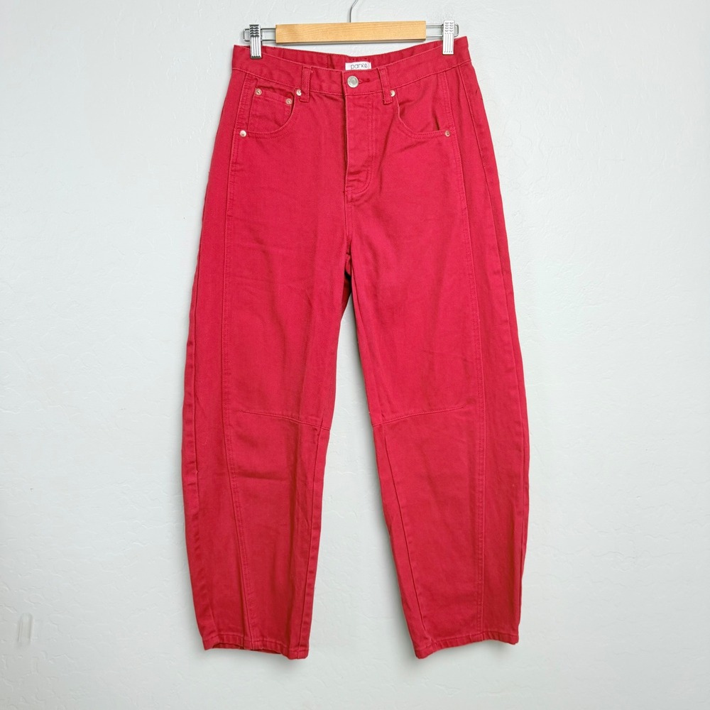Parke Women Red Barrel Jeans High Waisted Curved Leg Cotton Denim Size 25